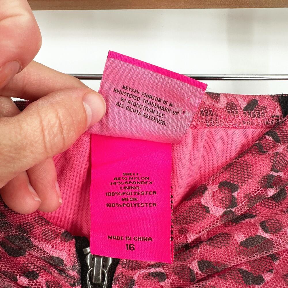 Betsey Johnson X Torrid Pink Tulle Leopard Midi Dress Size 16 Punk Grunge Alt - Picture 5 of 11